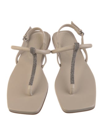 Brunello Cucinelli Monili Leather Slingback Sandals