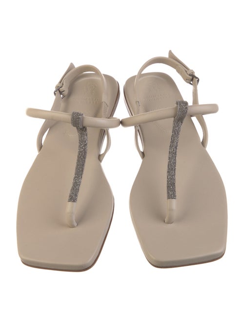 Brunello Cucinelli Monili Leather Slingback Sandals
