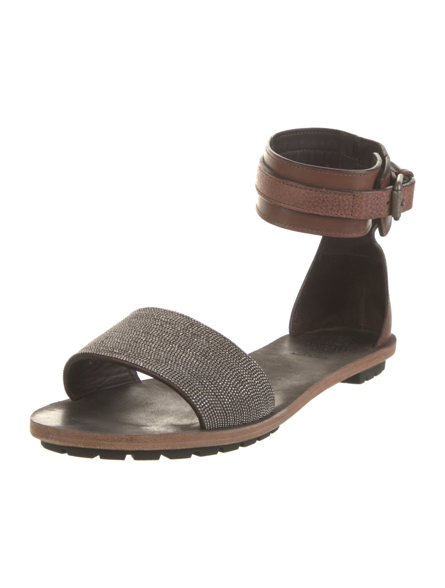 Brunello Cucinelli Monili Leather Espadrilles