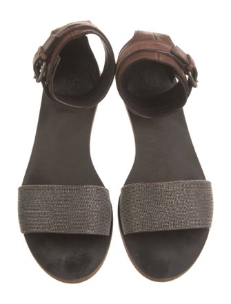 Brunello Cucinelli Monili Leather Espadrilles