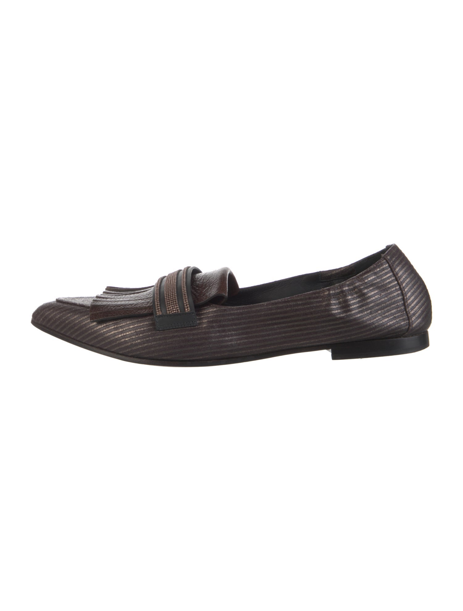 Brunello Cucinelli Monili Leather Loafers