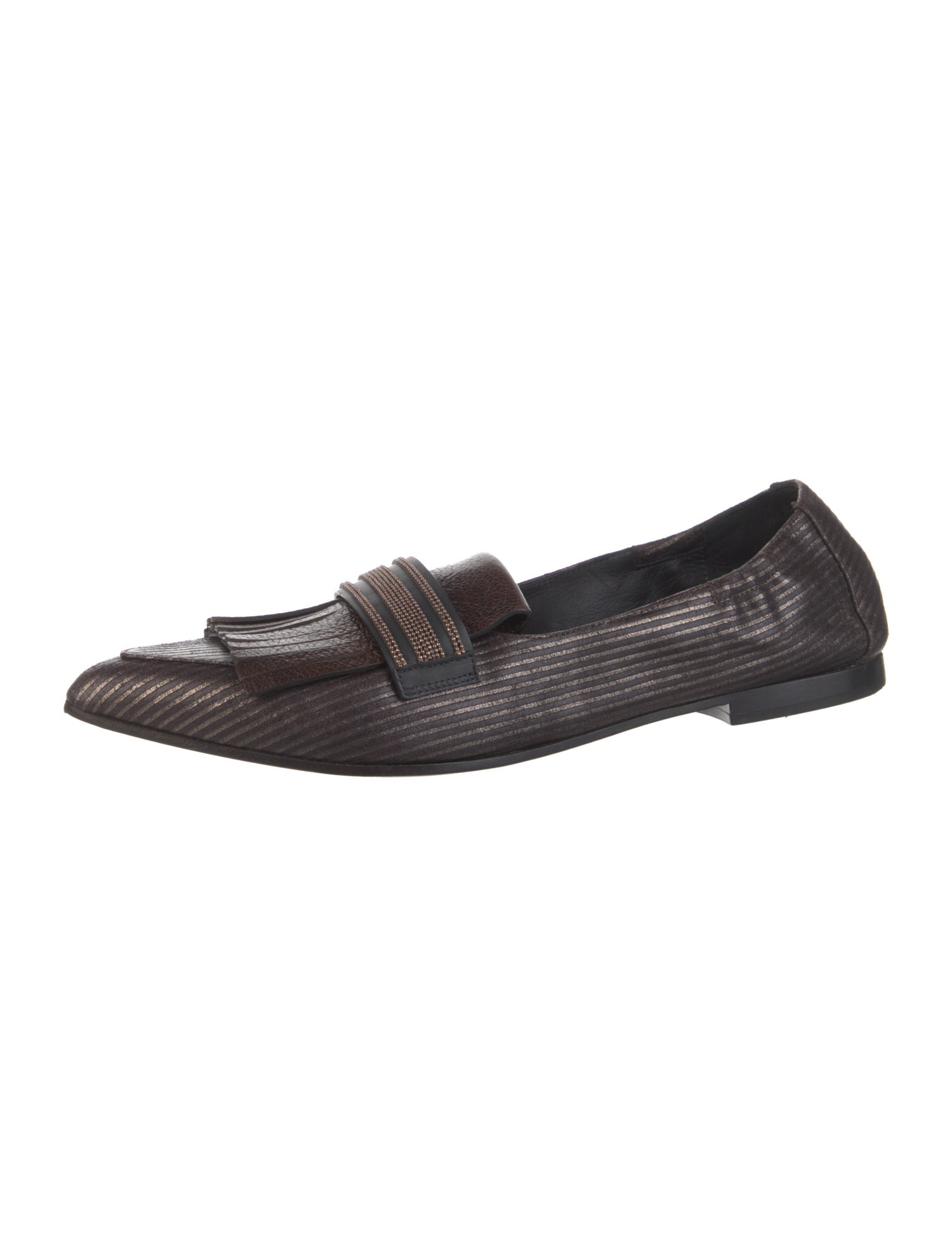 Brunello Cucinelli Monili Leather Loafers