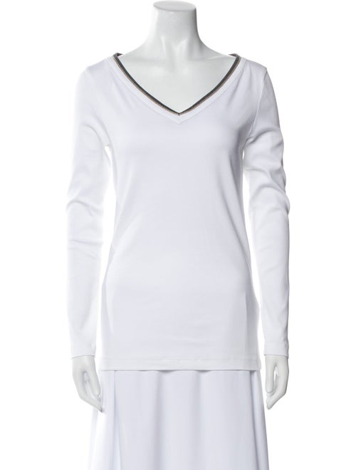 Brunello Cucinelli V-Neck Long Sleeve Top