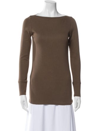 Brunello Cucinelli Bateau Neckline Long Sleeve Top