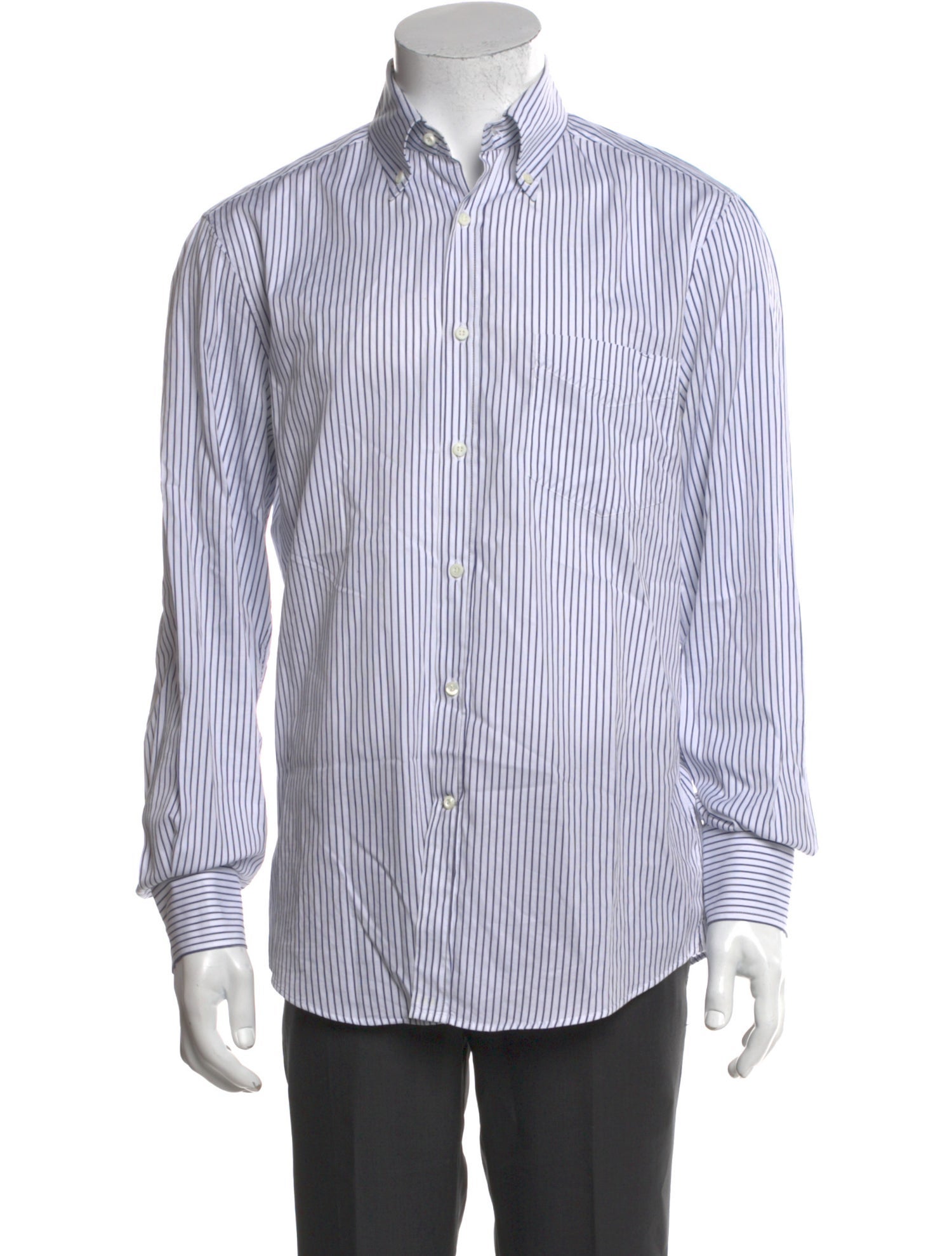 Brunello Cucinelli Striped Long Sleeve Dress Shirt