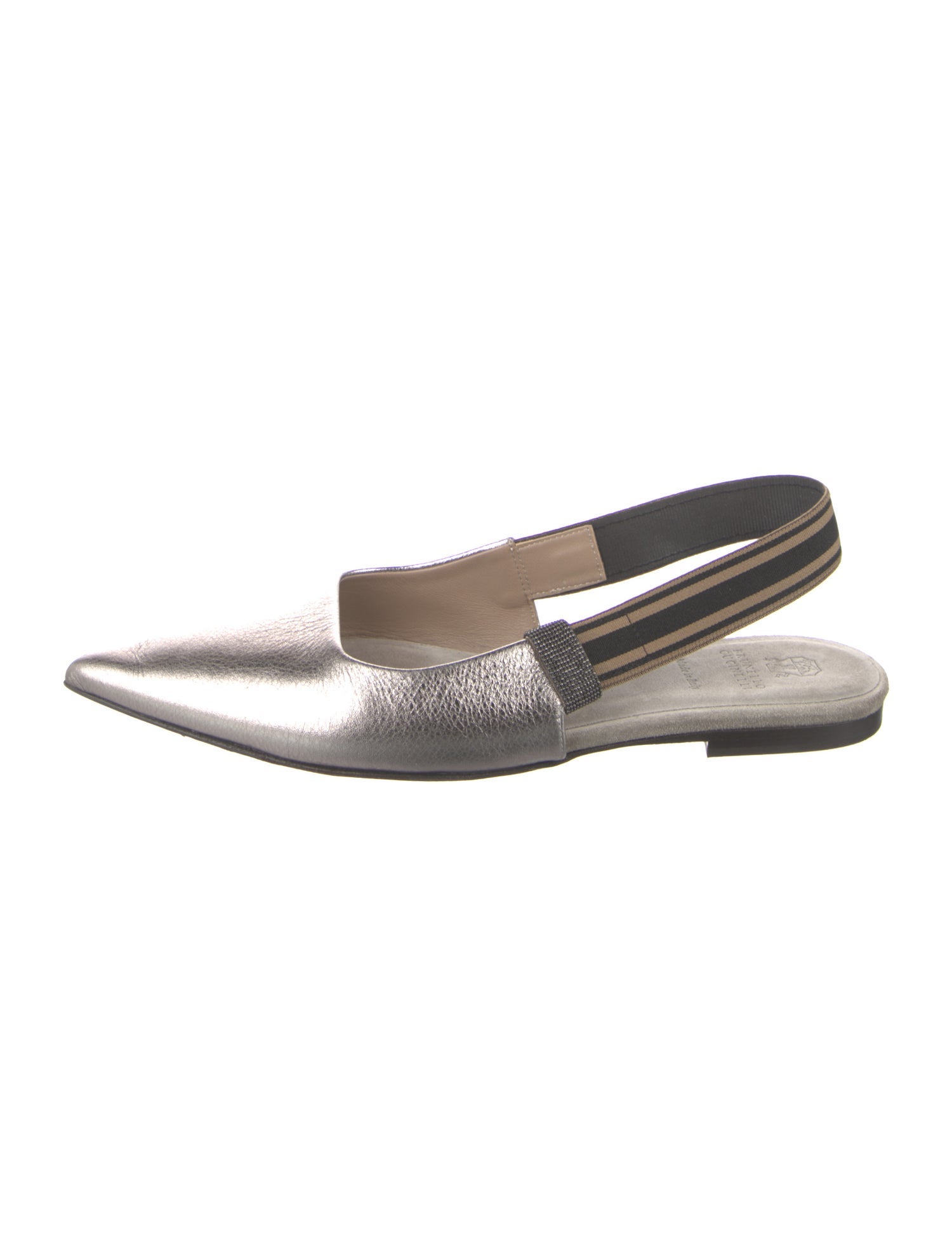 Brunello Cucinelli Monili Leather Slingback Pumps