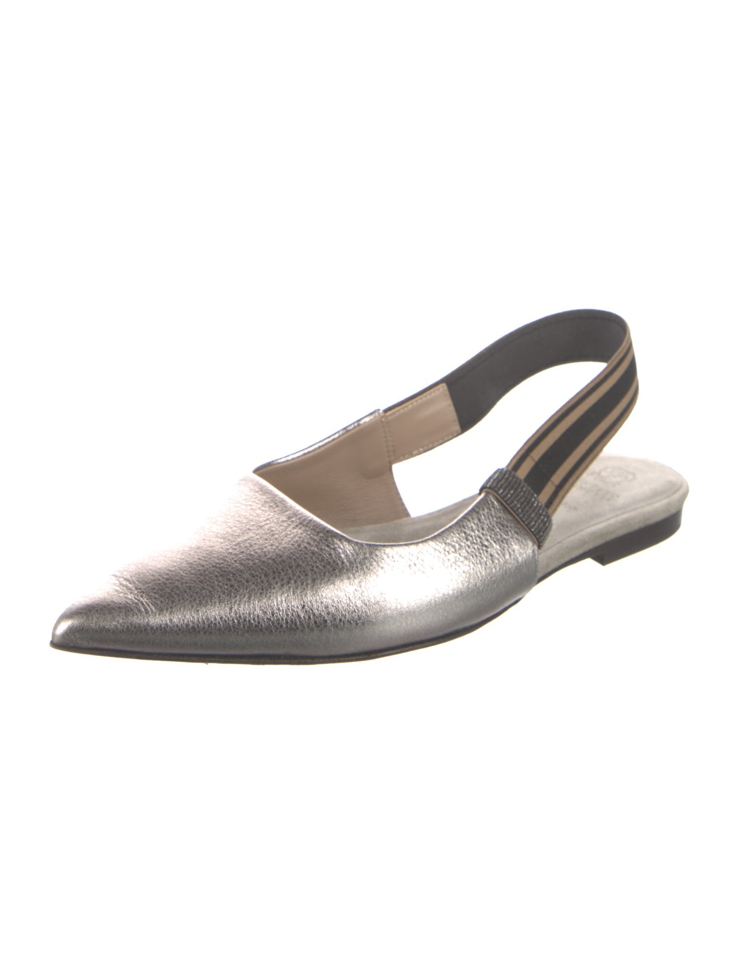Brunello Cucinelli Monili Leather Slingback Pumps