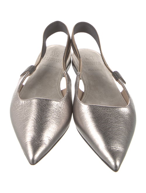 Brunello Cucinelli Monili Leather Slingback Pumps