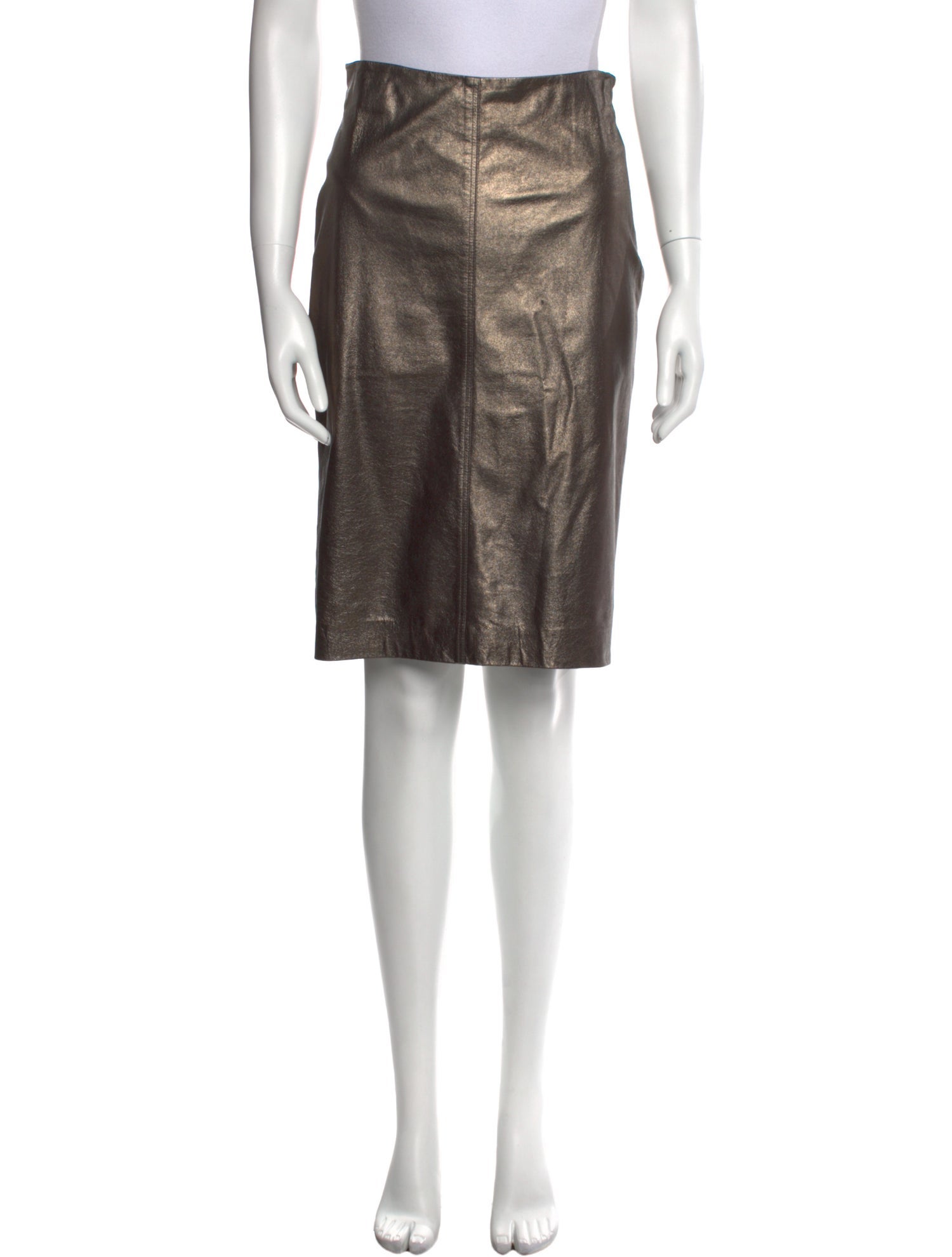 Brunello Cucinelli Leather Knee-Length Skirt