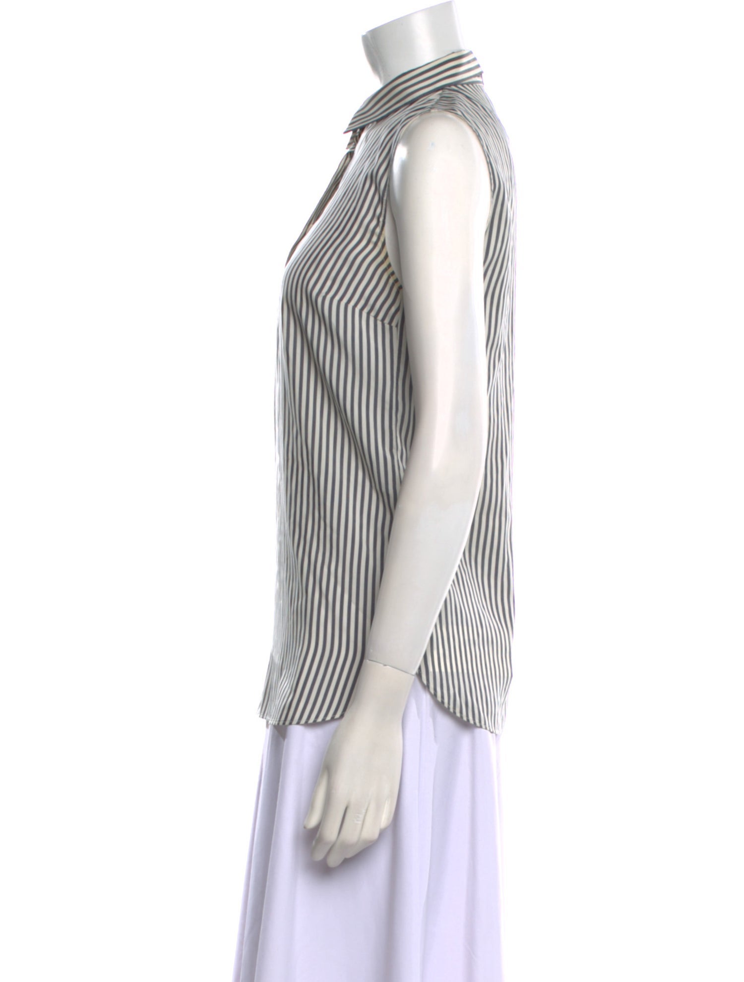 Brunello Cucinelli Silk Striped Button-Up Top