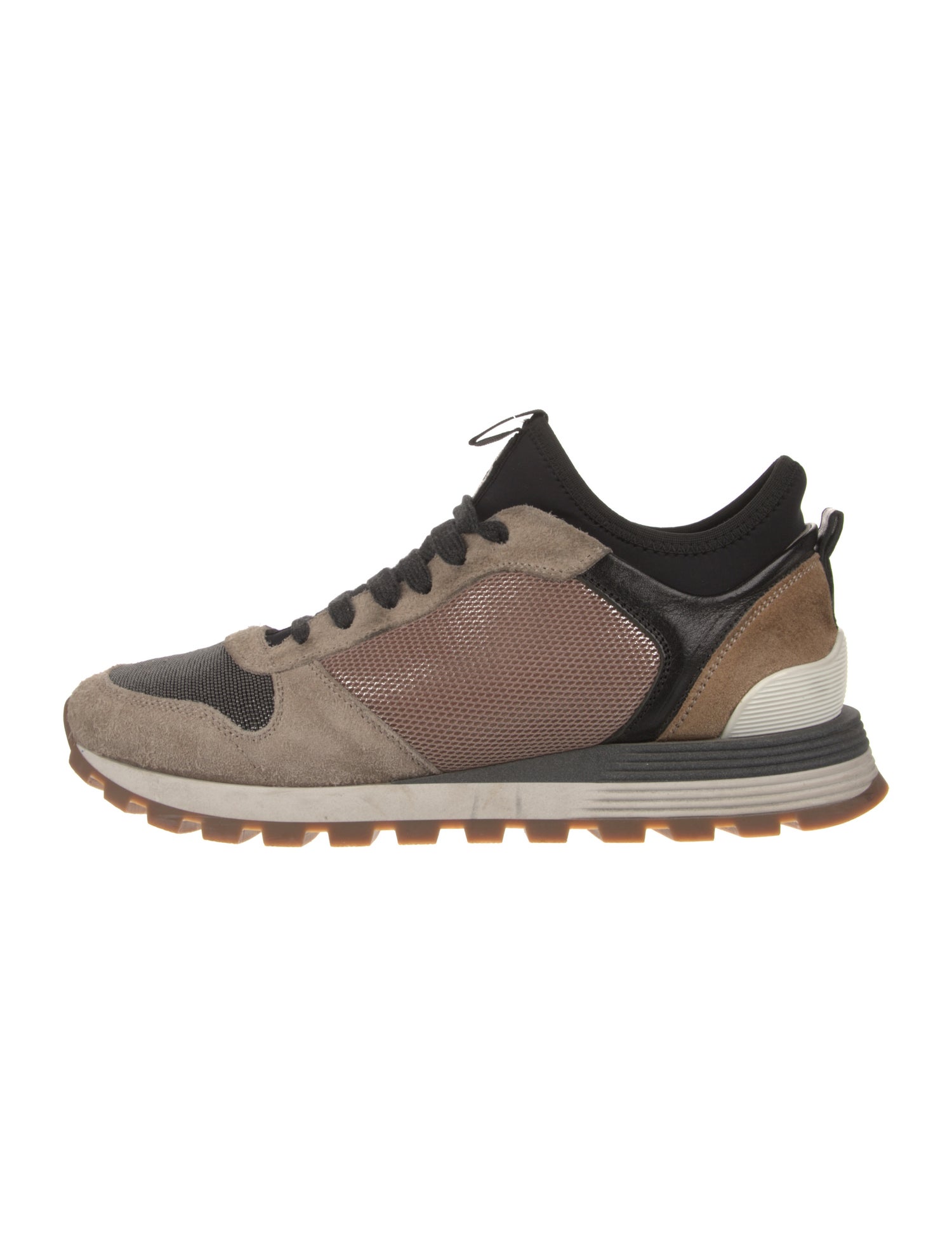 Brunello Cucinelli Suede Colorblock Pattern Sneakers