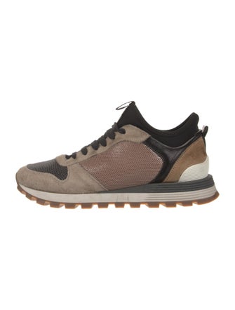 Brunello Cucinelli Suede Colorblock Pattern Sneakers