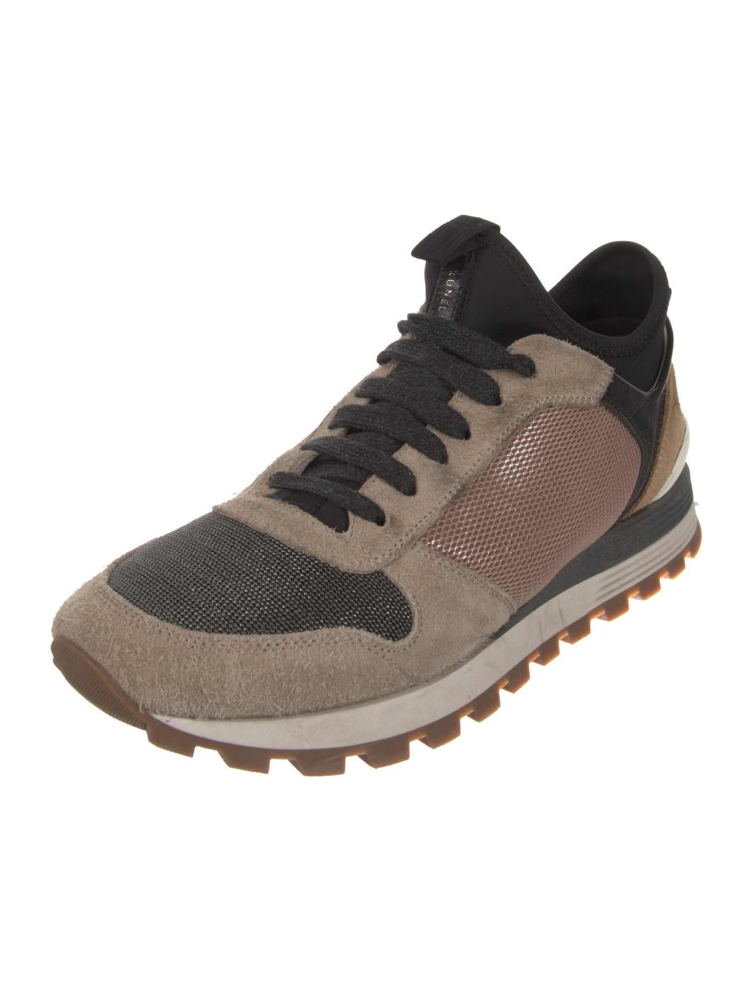 Brunello Cucinelli Suede Colorblock Pattern Sneakers
