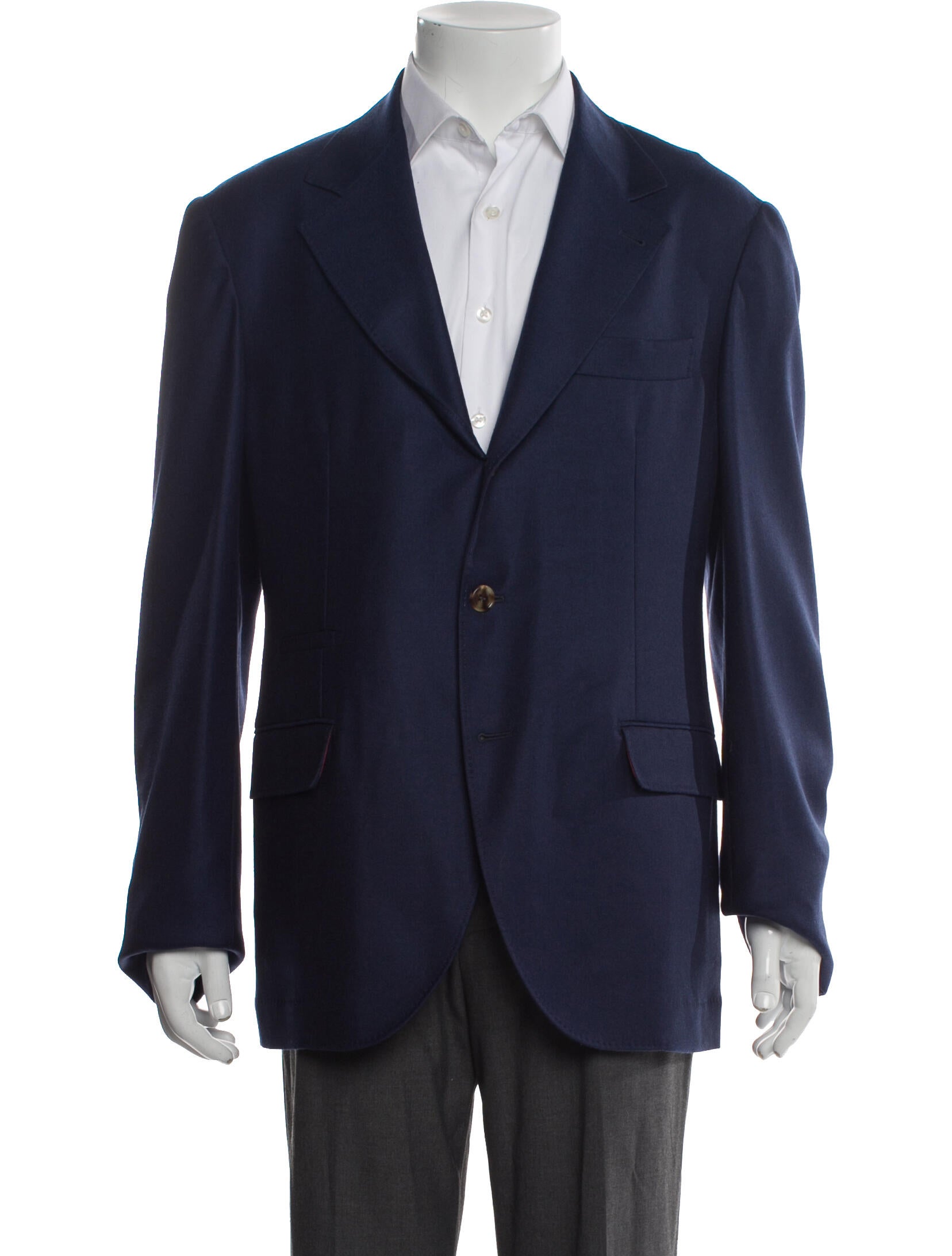 Brunello Cucinelli Cashmere Leather Trim Embellishment Blazer