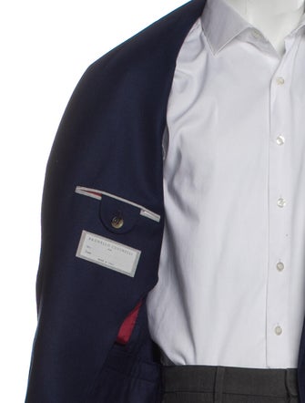 Brunello Cucinelli Cashmere Leather Trim Embellishment Blazer