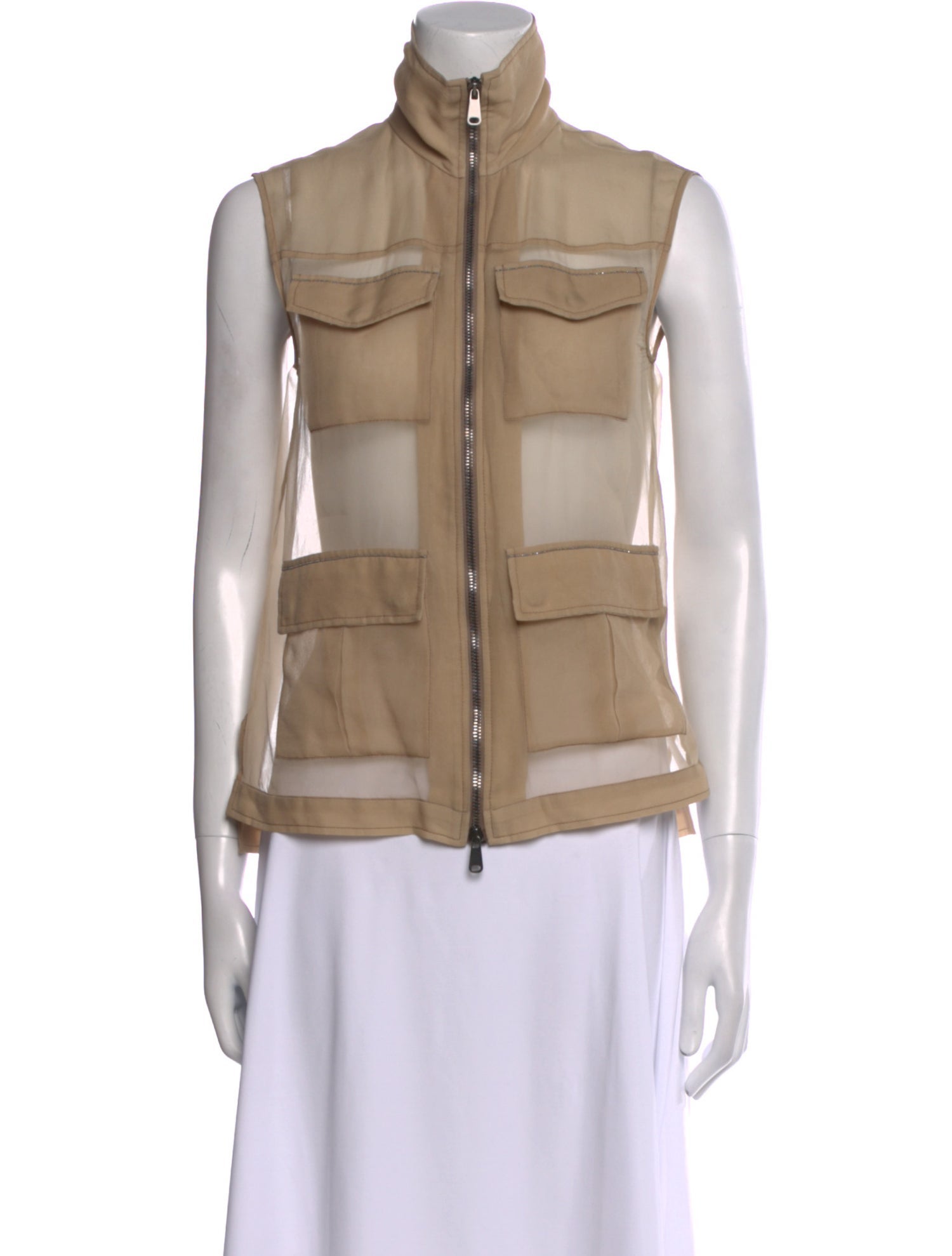 Brunello Cucinelli Silk Mock Neck Blouse