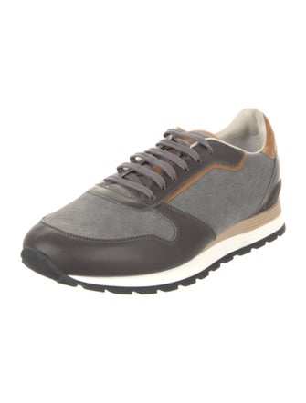 Brunello Cucinelli Suede Colorblock Pattern Sneakers
