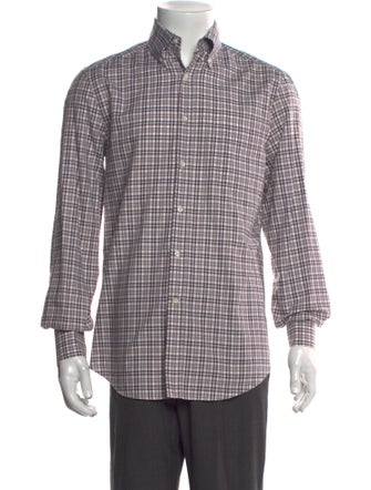 Brunello Cucinelli Plaid Print Long Sleeve Shirt