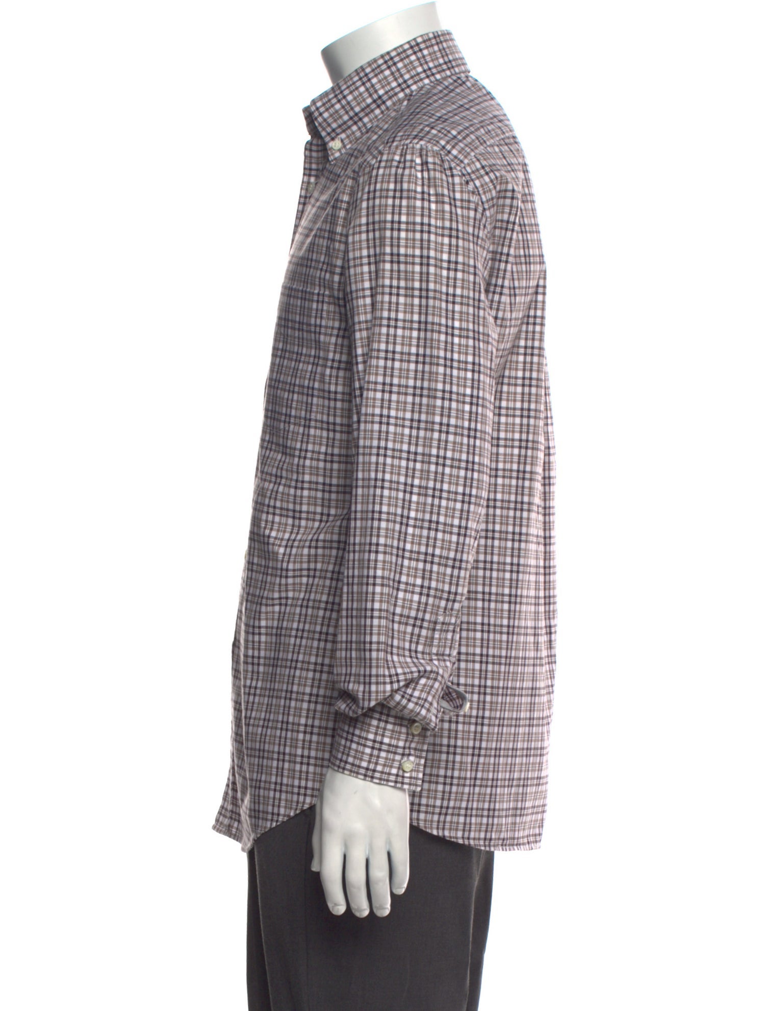 Brunello Cucinelli Plaid Print Long Sleeve Shirt