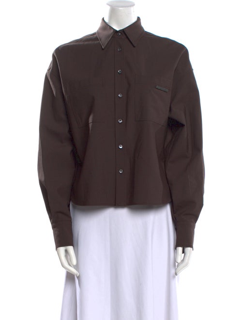 Brunello Cucinelli Virgin Wool Long Sleeve Button-Up Top