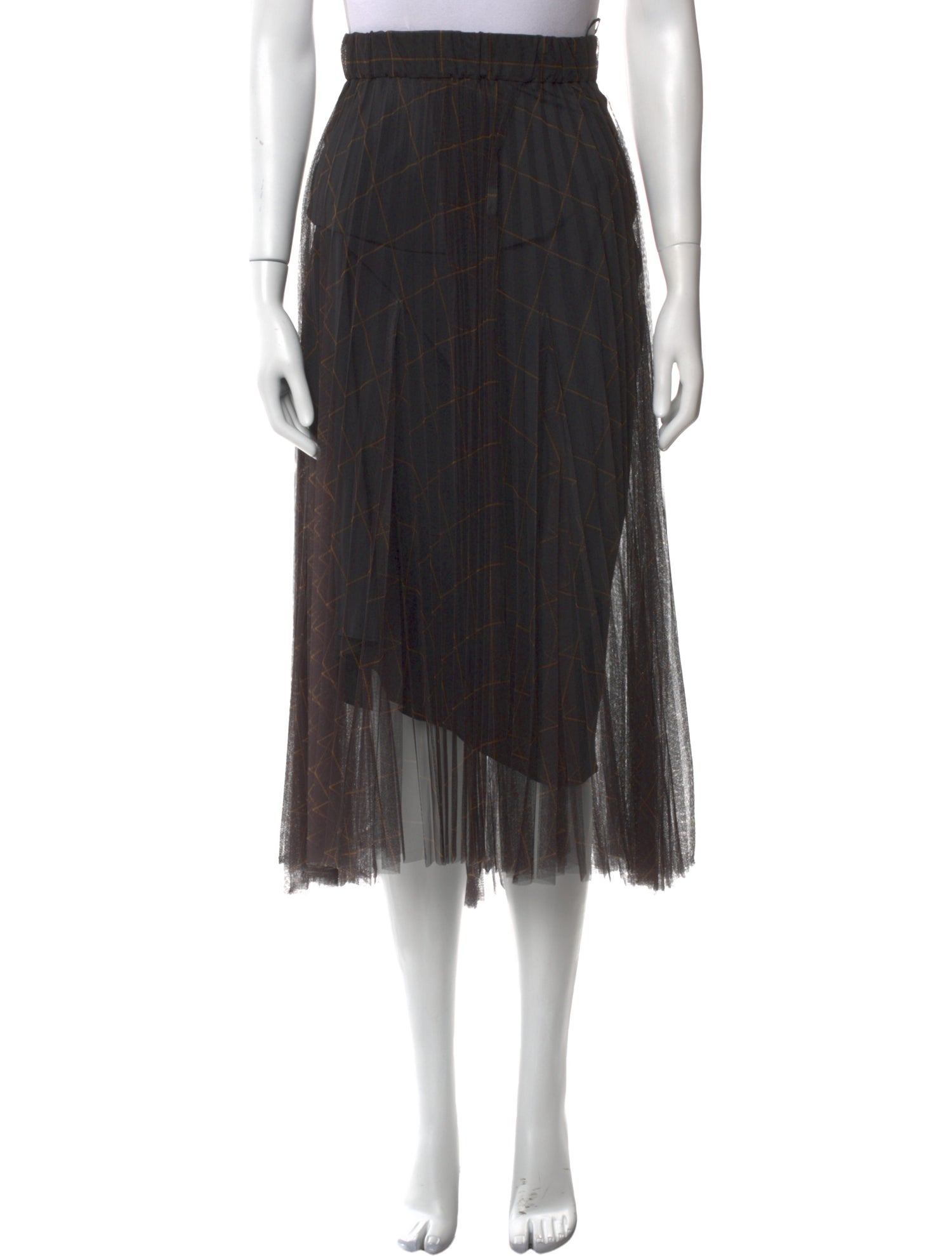 Brunello Cucinelli Plaid Print Midi Length Skirt w/ Tags