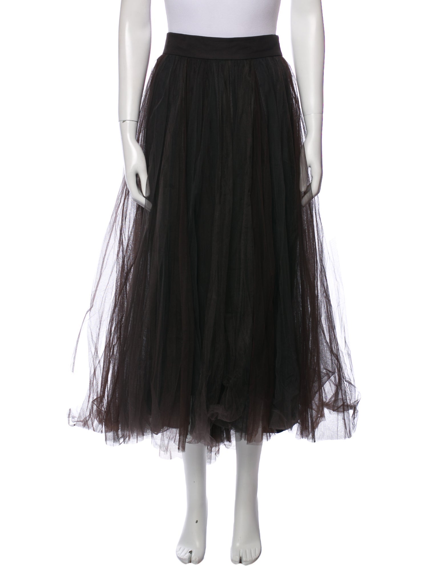 Brunello Cucinelli Mesh Accents Midi Length Skirt