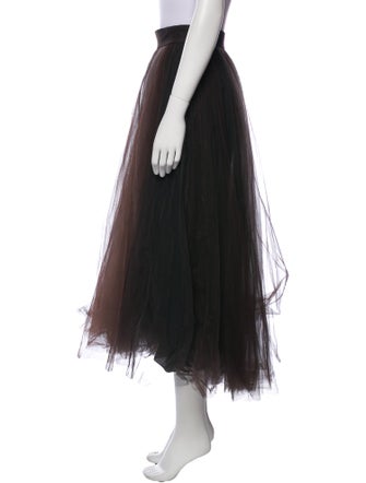 Brunello Cucinelli Mesh Accents Midi Length Skirt