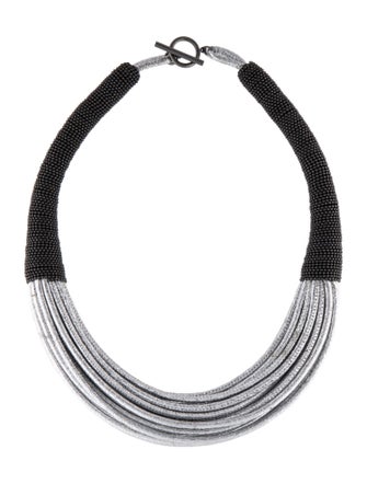 Brunello Cucinelli Bead & Leather Collar Necklace