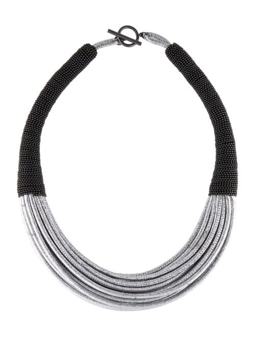 Brunello Cucinelli Bead & Leather Collar Necklace