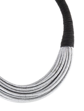 Brunello Cucinelli Bead & Leather Collar Necklace