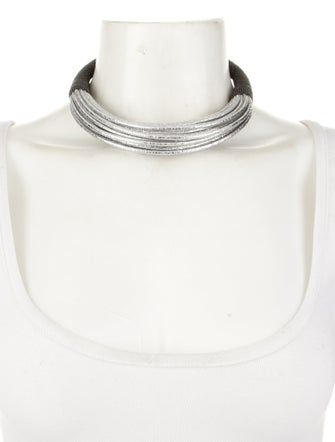Brunello Cucinelli Bead & Leather Collar Necklace