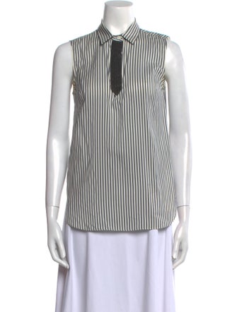 Brunello Cucinelli Silk Striped Button-Up Top
