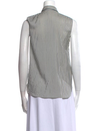 Brunello Cucinelli Silk Striped Button-Up Top
