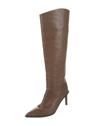 Brunello Cucinelli Leather Beaded Accents Riding Boots