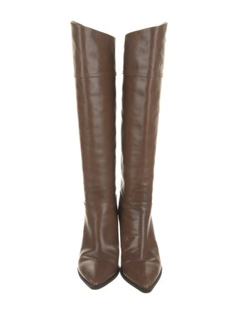Brunello Cucinelli Leather Beaded Accents Riding Boots