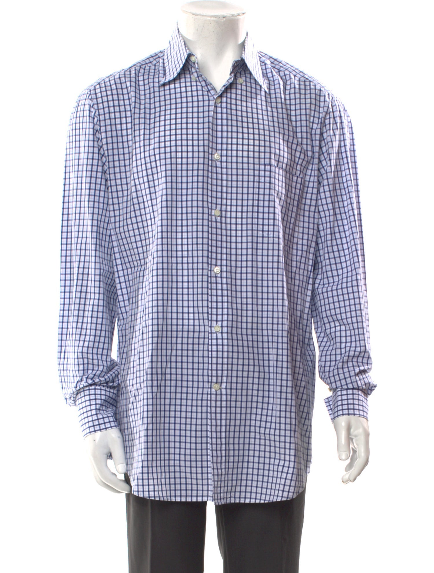 Brunello Cucinelli Plaid Print Long Sleeve Dress Shirt