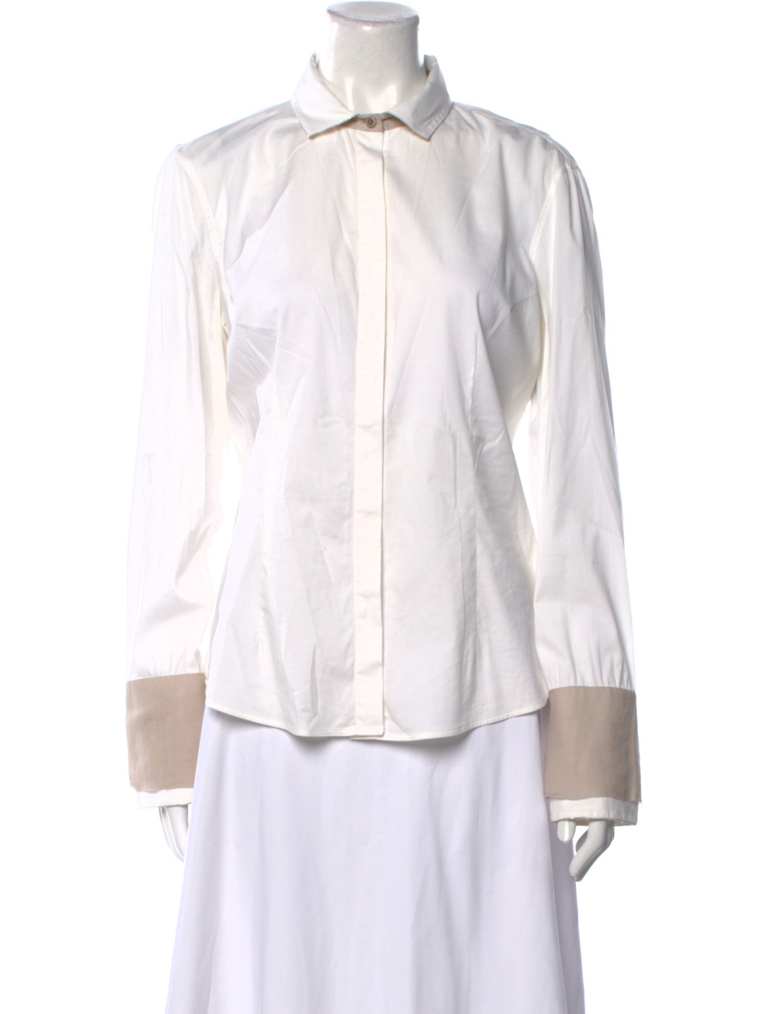 Brunello Cucinelli Silk Long Sleeve Button-Up Top