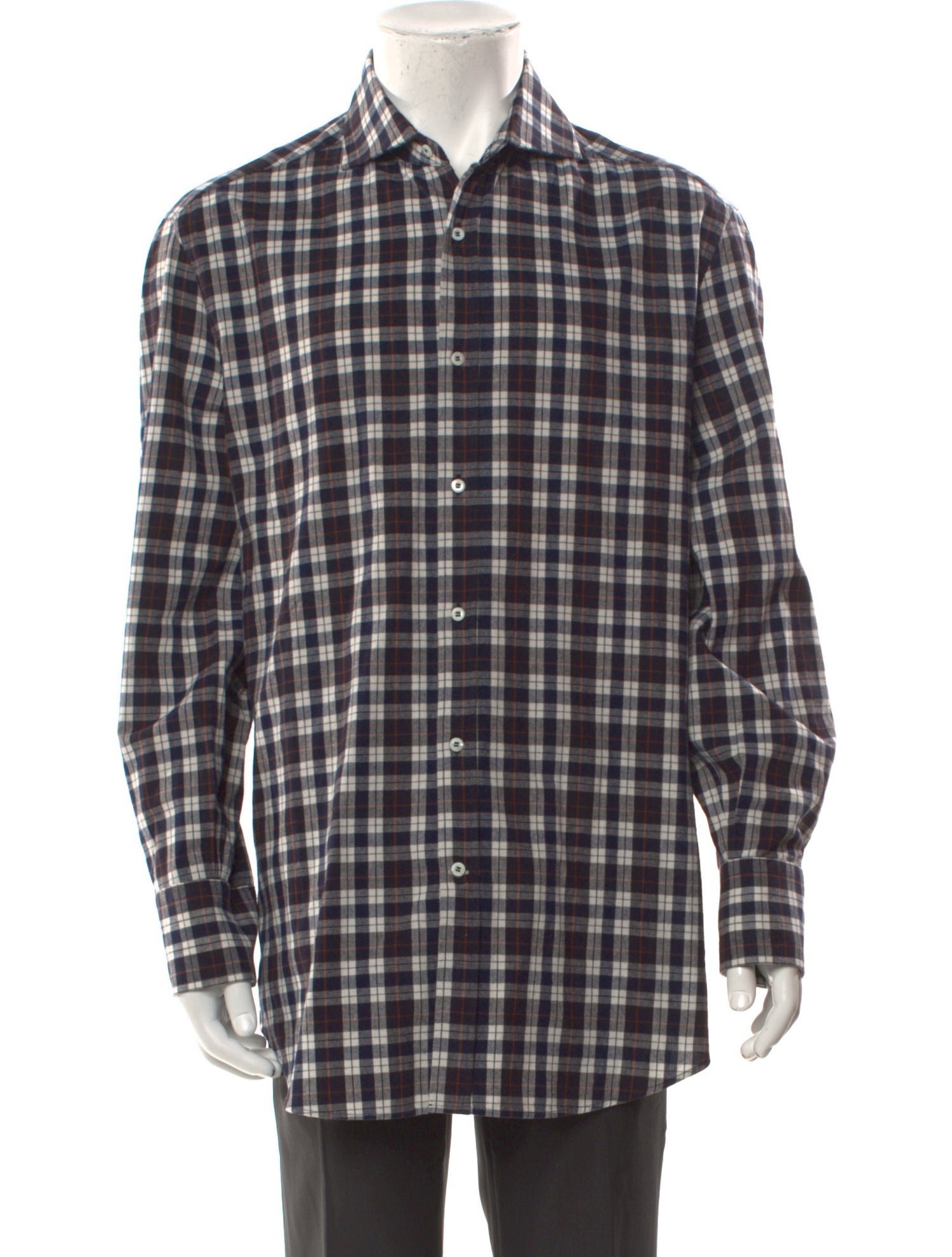 Brunello Cucinelli Plaid Print Long Sleeve Shirt