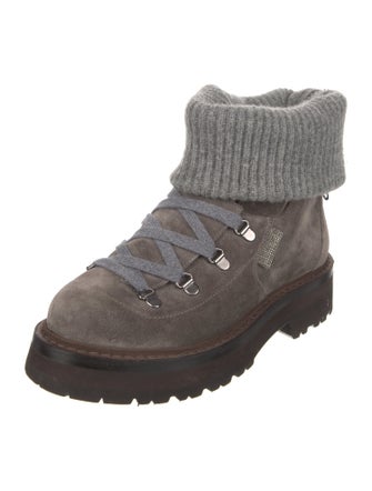 Brunello Cucinelli Suede Combat Boots