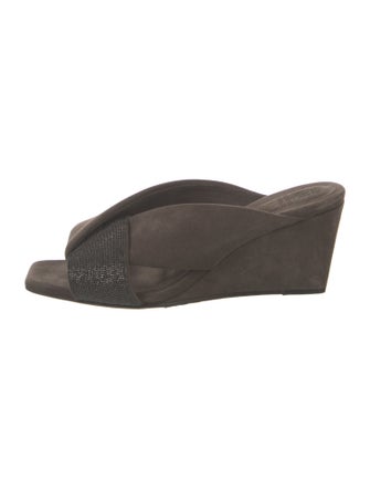 Brunello Cucinelli Monili Suede Slides
