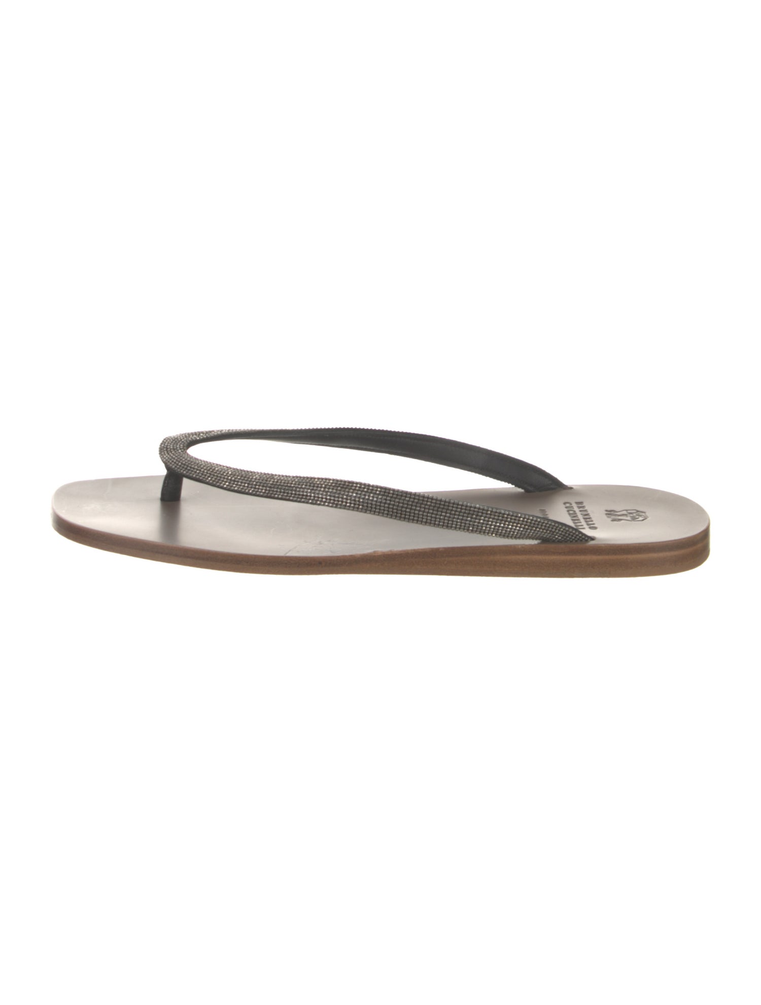 Brunello Cucinelli Monili Leather Flip Flops