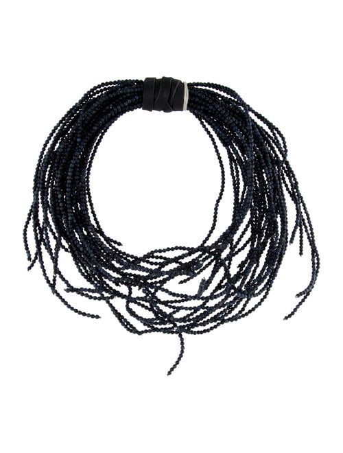Brunello Cucinelli Leather Beaded Choker Necklace
