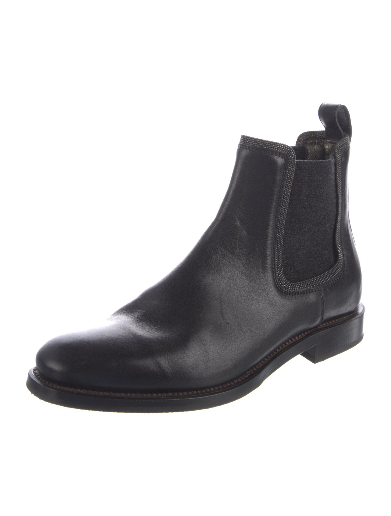 Brunello Cucinelli Monili Leather Chelsea Boots