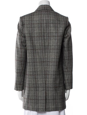 Brunello Cucinelli Wool Plaid Print Peacoat