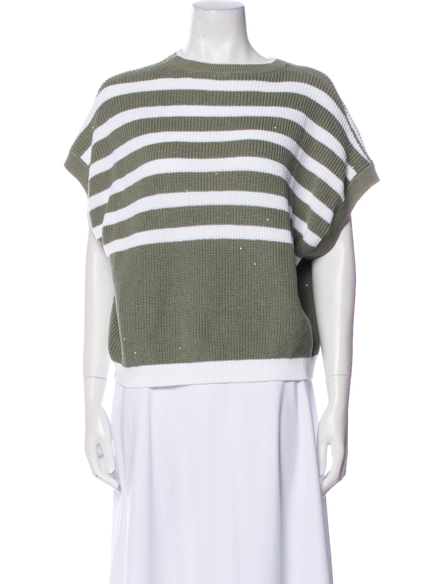 Brunello Cucinelli Striped Bateau Neckline Top