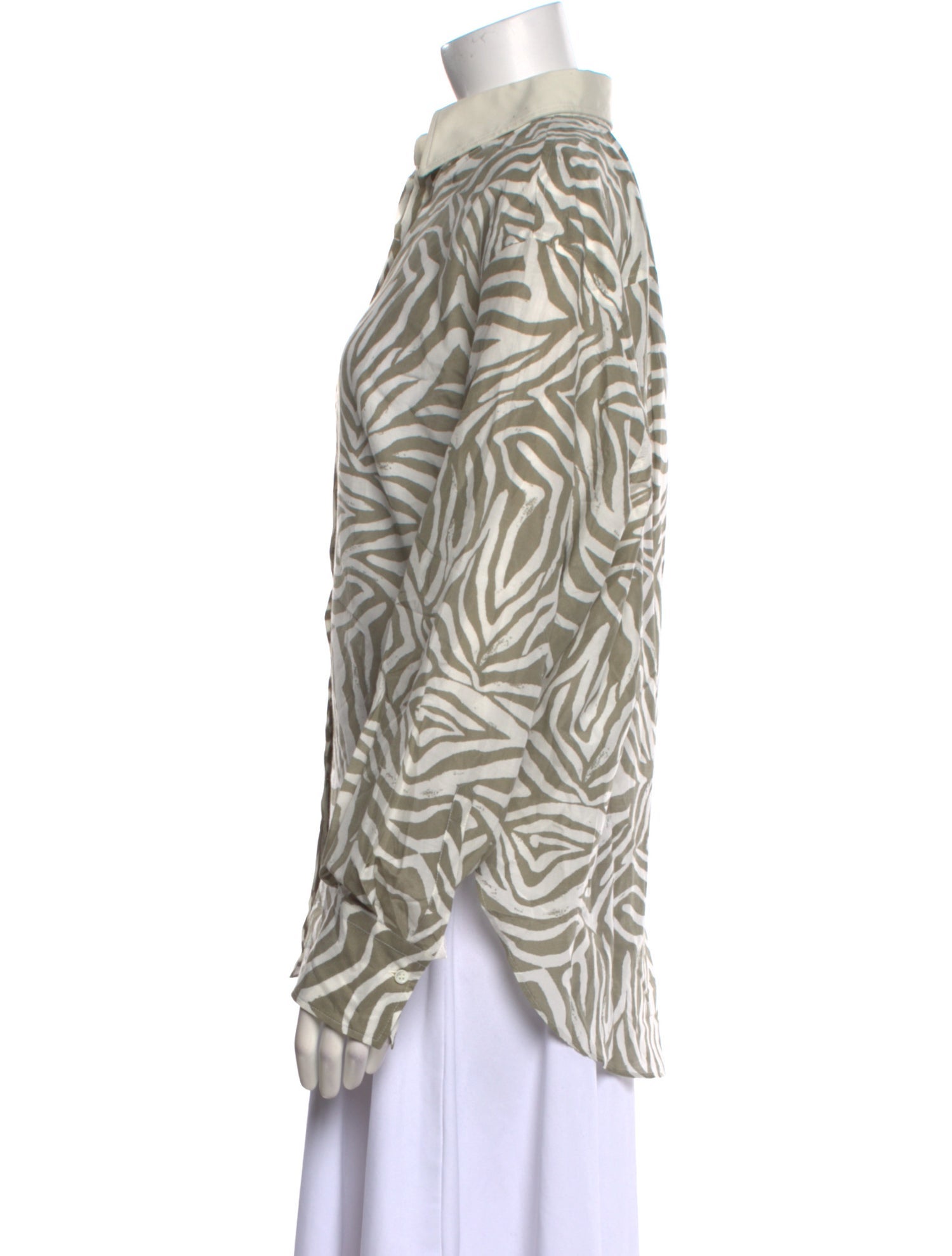 Brunello Cucinelli Printed Long Sleeve Button-Up Top w/ Tags