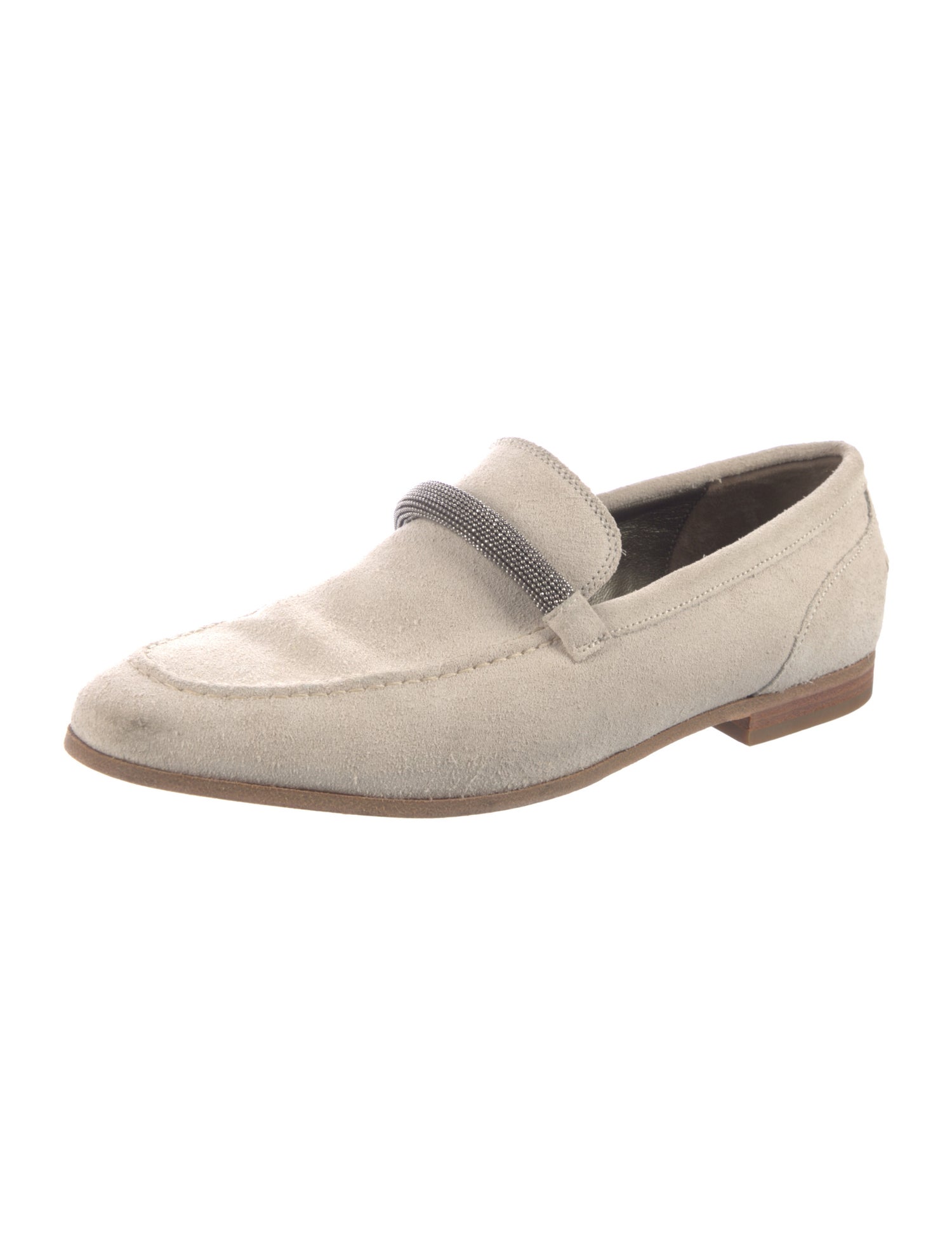 Brunello Cucinelli Suede Beaded Accents Loafers