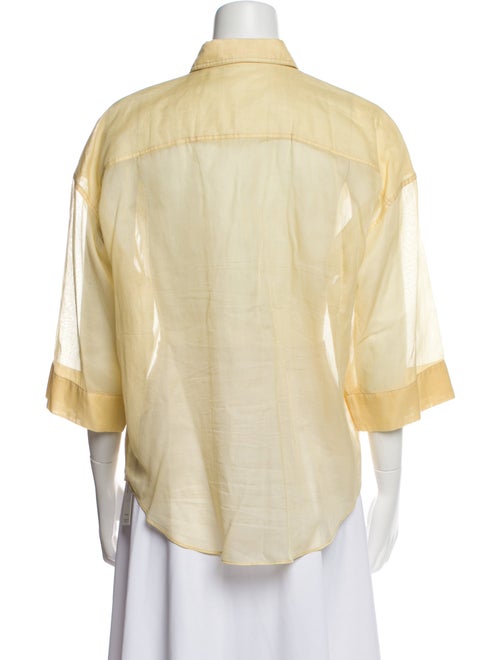 Brunello Cucinelli Three-Quarter Sleeve Button-Up Top