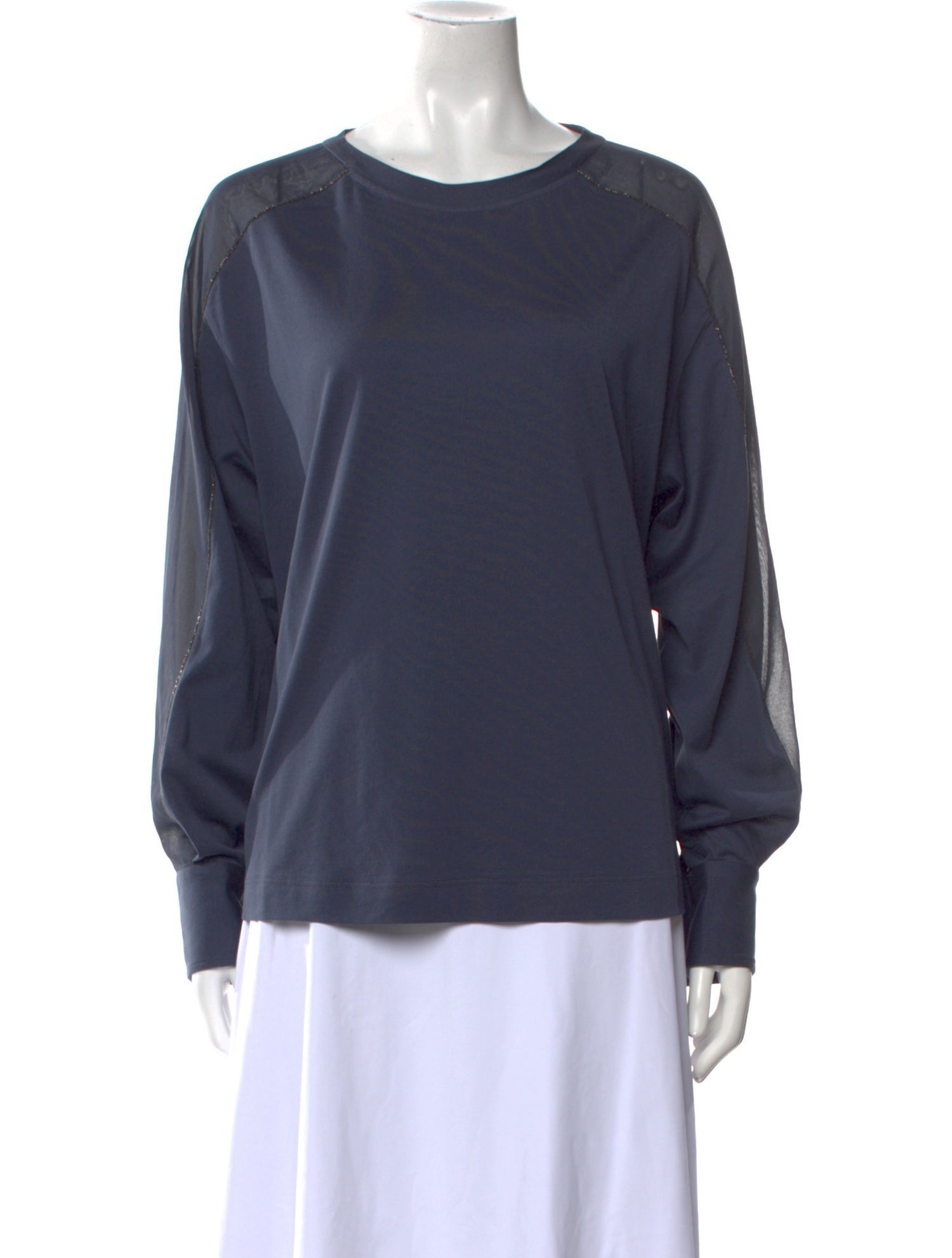 Brunello Cucinelli Bateau Neckline Long Sleeve Top