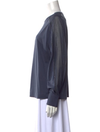 Brunello Cucinelli Bateau Neckline Long Sleeve Top